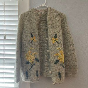 Vintage Handmade in Italy Julie Rose Jenczeski Floral Cardigan Sweater